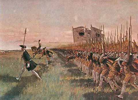 Атака прусской пехоты в сражение при Гогенфридберге - 1745 - Hohenfriedberg batle