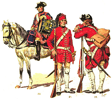 Барабанщик и драгун Королевского полка (Royal), драгун полка Caraman - Л. Руссело