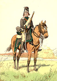 Гусар батальона Беллинга - 1758 - Schwarzen Belling-Husar (Knotel)